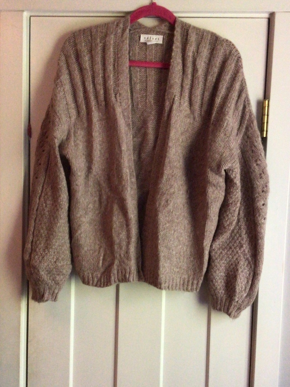 Velvet by Graham & Spencer Taupe Open-Front Knit Cardigan